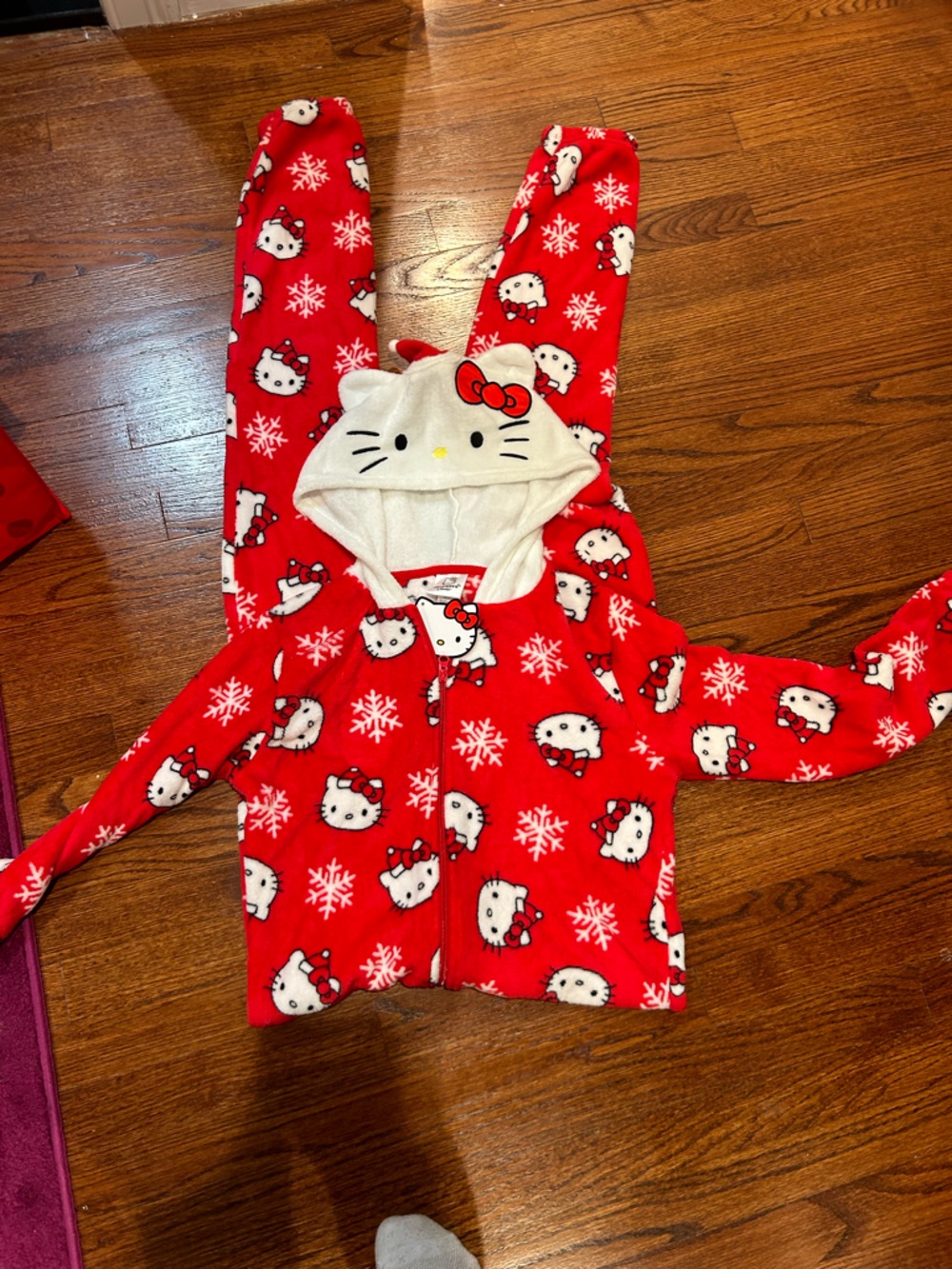 Sanrio Hello Kitty Red and White Hooded Fleece Jacket